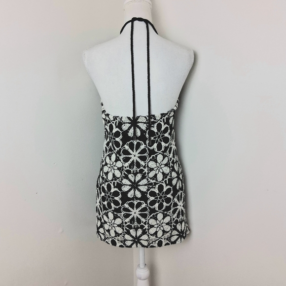 Ramy Brook New York Irina Crochet Black and White Halter Dress Size XXS - Picture 8 of 11
